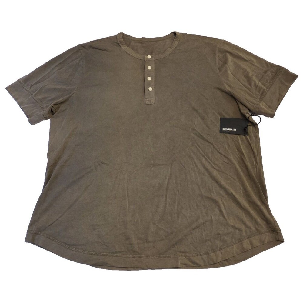 NWT Buck Mason Pima Curve Hem Henley Shirt Mens XL Sage Venice Wash S/S $68 READ